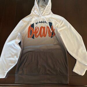 Badger Sport Mens Chicago Bears White Gray Pullover Hoodie Sweatshirt Size Small